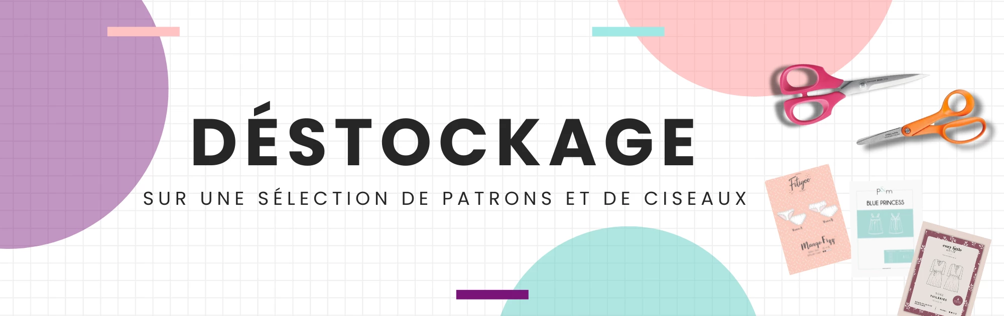 Déstockage mercerie - Zoom patrons et ciseaux